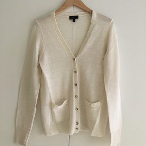 JCrew Cream Alpaca Cardigan with Button Accent